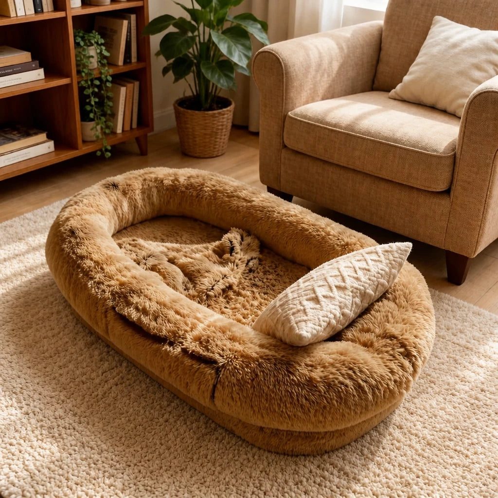 Extra-Large Washable Plush Pet Bed for Dogs and Cats