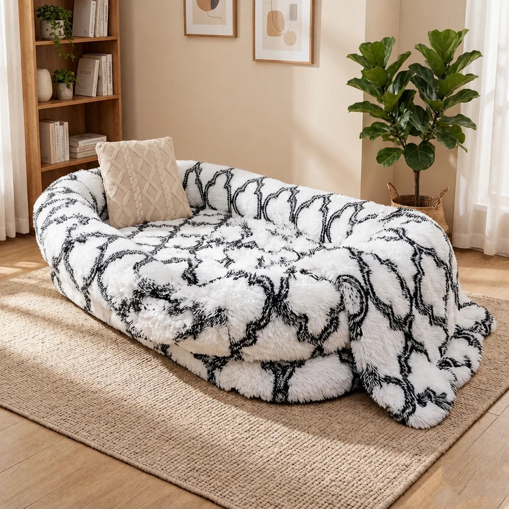 Extra-Large Washable Plush Pet Bed for Dogs and Cats