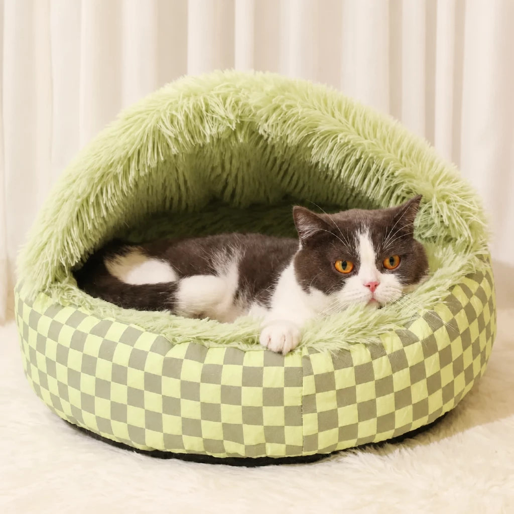 Semi-Enclosed Shell-Style Pet Bed for Cats & Dogs