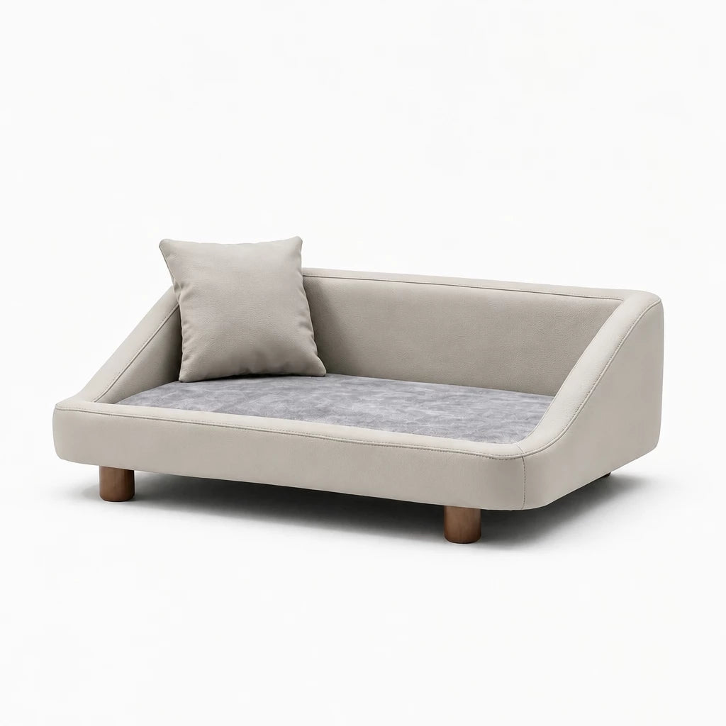 Pet Sofa Bed with Headrest and Removable Cover