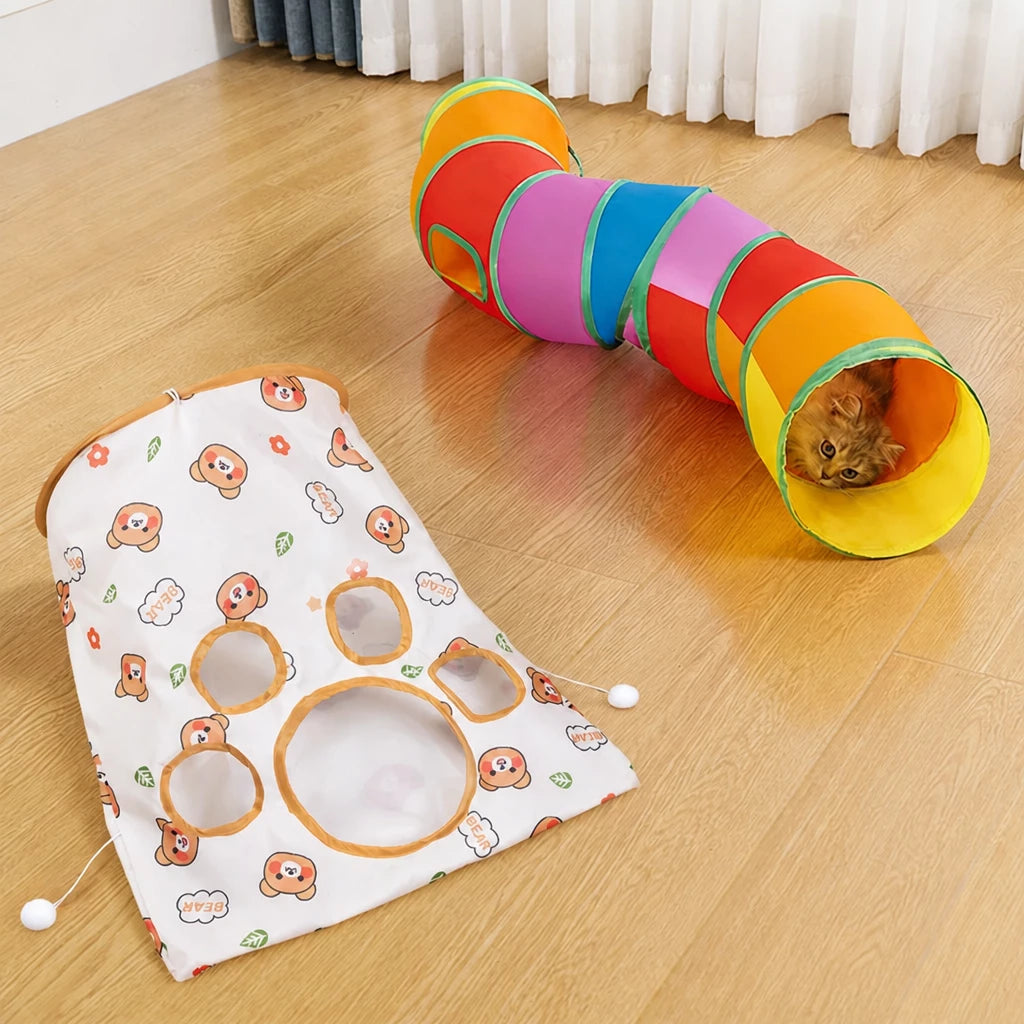Crinkle Cat Tunnel Toy with Multiple Openings