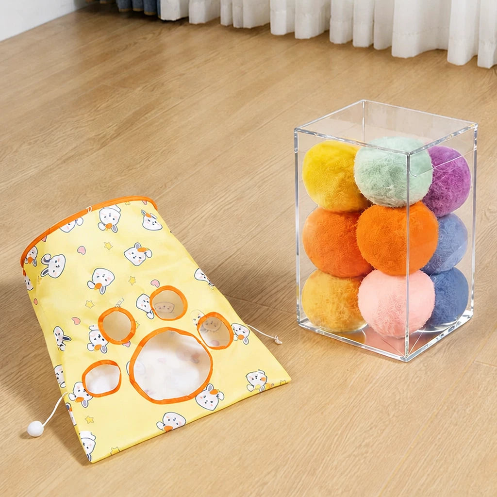 Crinkle Cat Tunnel Toy with Multiple Openings