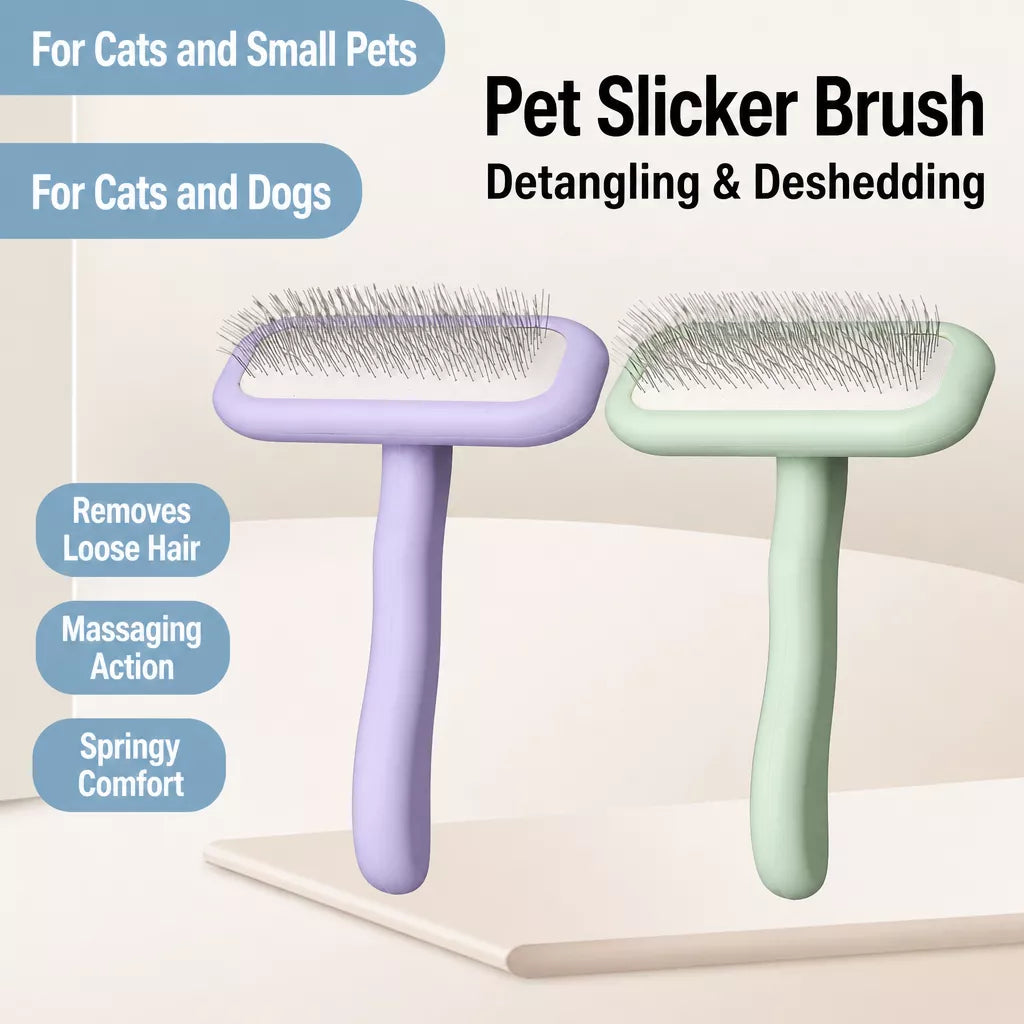 Stainless Steel Deshedding Pin Brush for Dogs and Cats