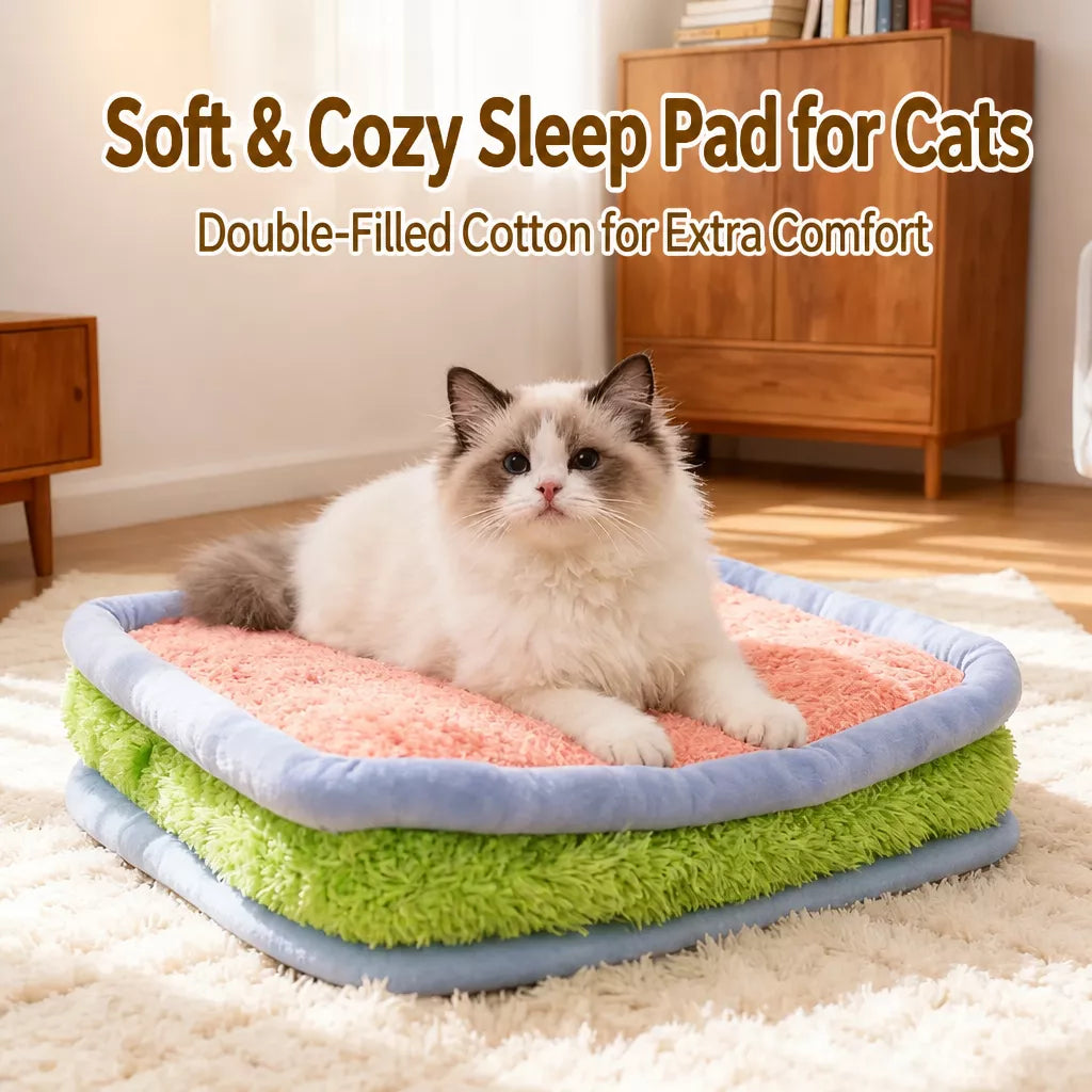Color-Block Washable Plush Square Pet Bed for Dogs and Cats Main image