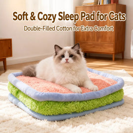 Color-Block Washable Plush Square Pet Bed for Dogs and Cats