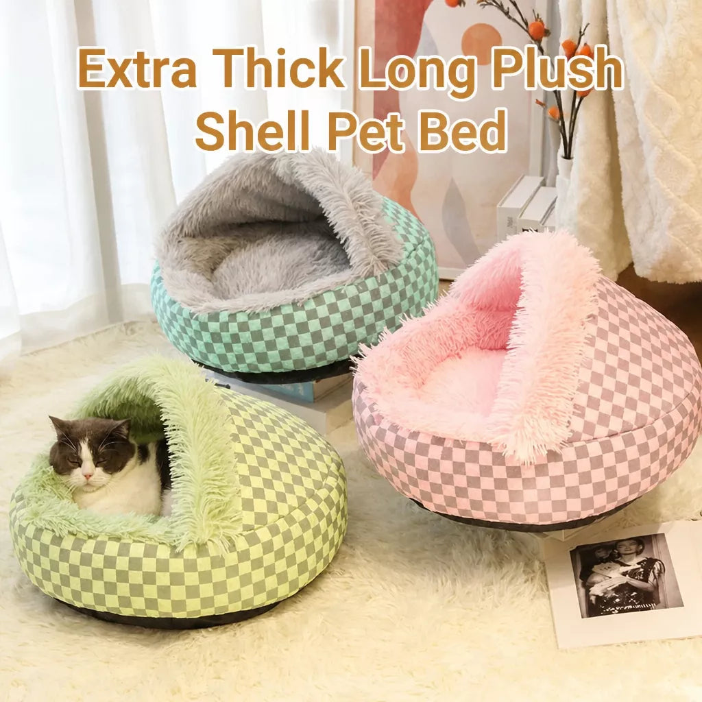Semi-Enclosed Shell-Style Pet Bed for Cats & Dogs Main image