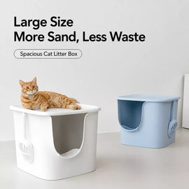 Large Semi-Enclosed Cat Litter Box