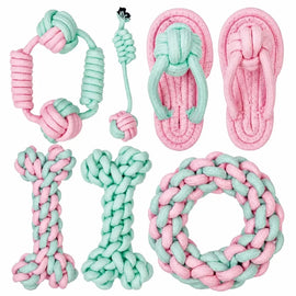 Cotton-Linen Knotted Rope Dog Toy for Small Dogs