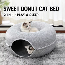 Enclosed Donut Cat Bed with Tunnel