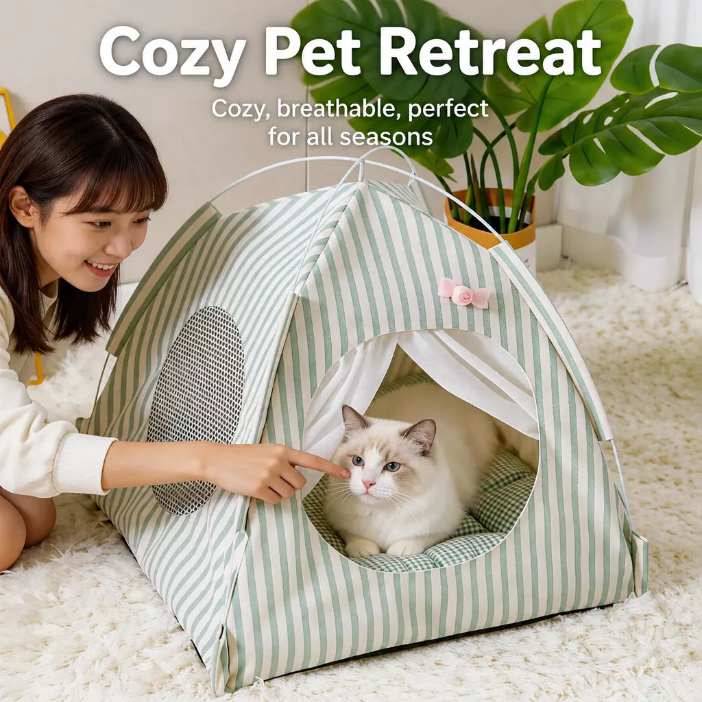 Indoor Cat & Dog Tent Bed with Removable Washable Cushion Secondary image