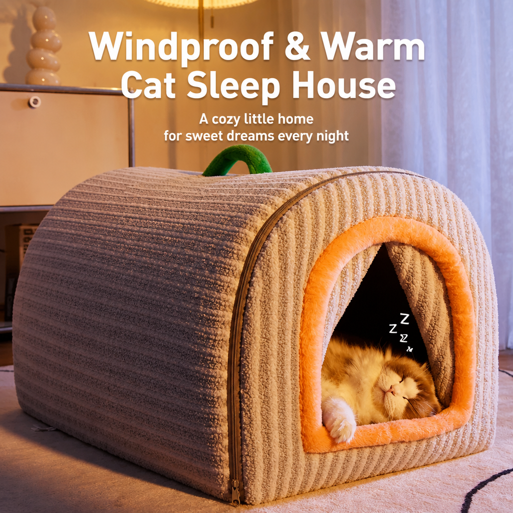 Cozy Enclosed Pet House for Cats & Dogs