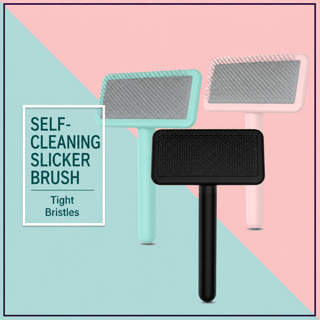 Pet Slicker & Pin Brush for Detangling and Coat Care