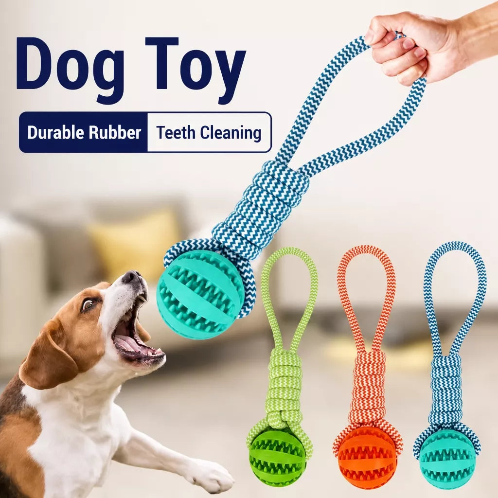 Rope Dog Tug Toy with Treat-Dispensing Ball for Medium and Large Dogs
