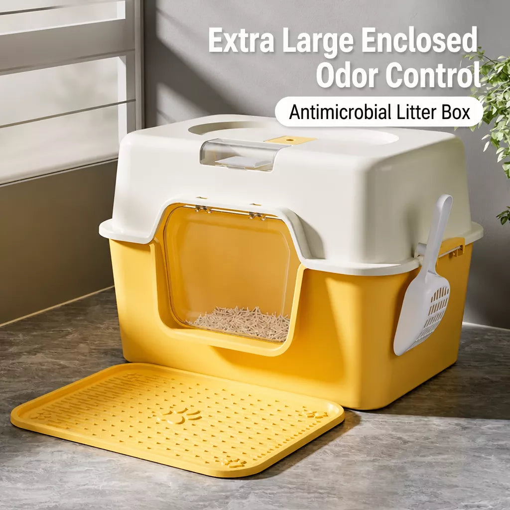 Large Enclosed Cat Litter Box for Cats Up to 22 lb