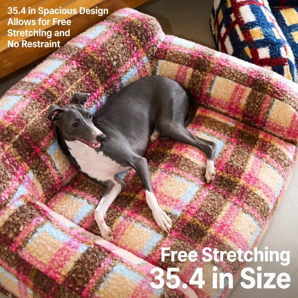 Vintage-Style Plush Sofa Bed for Dogs and Cats