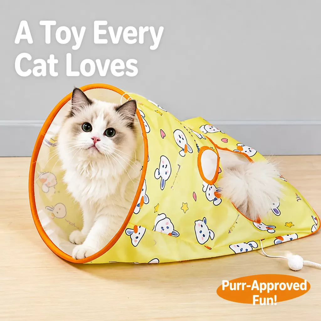 Crinkle Cat Tunnel Toy with Multiple Openings Secondary image