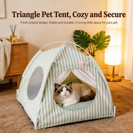 Indoor Cat & Dog Tent Bed with Removable Washable Cushion