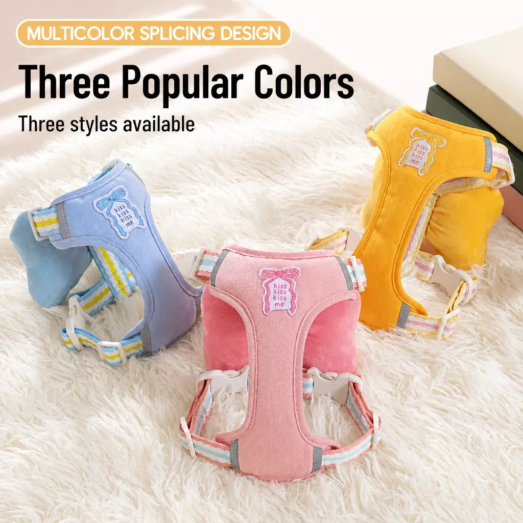 Bow Tie Vest Dog Harness with Matching Leash Options Imagen secundaria del producto