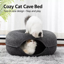 Enclosed Donut Cat Bed with Tunnel
