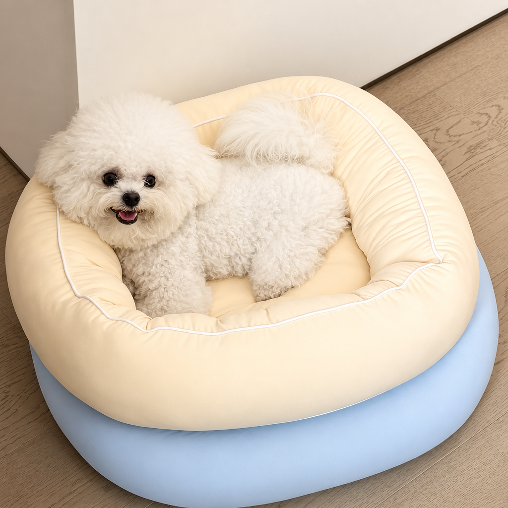 Cooling Fabric Bolster Dog Bed with Non-Slip Base Hauptbild