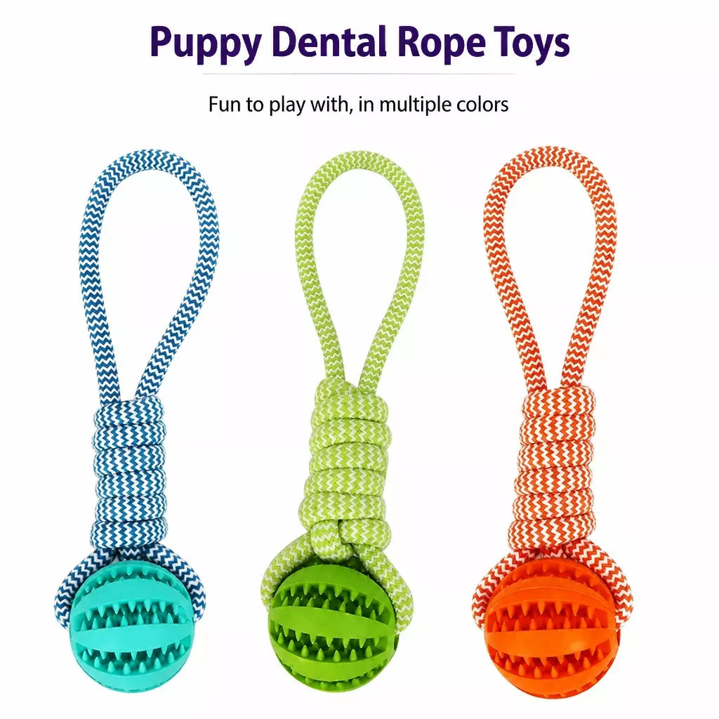 Rope Dog Tug Toy with Treat-Dispensing Ball for Medium and Large Dogs
