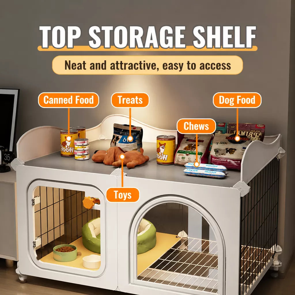 Small Dog Crate with Separate Toilet Area & Storage Pen