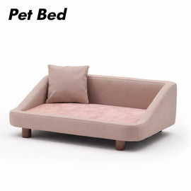 Pet Sofa Bed with Headrest and Removable Cover