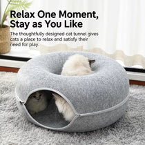 Enclosed Donut Cat Bed with Tunnel