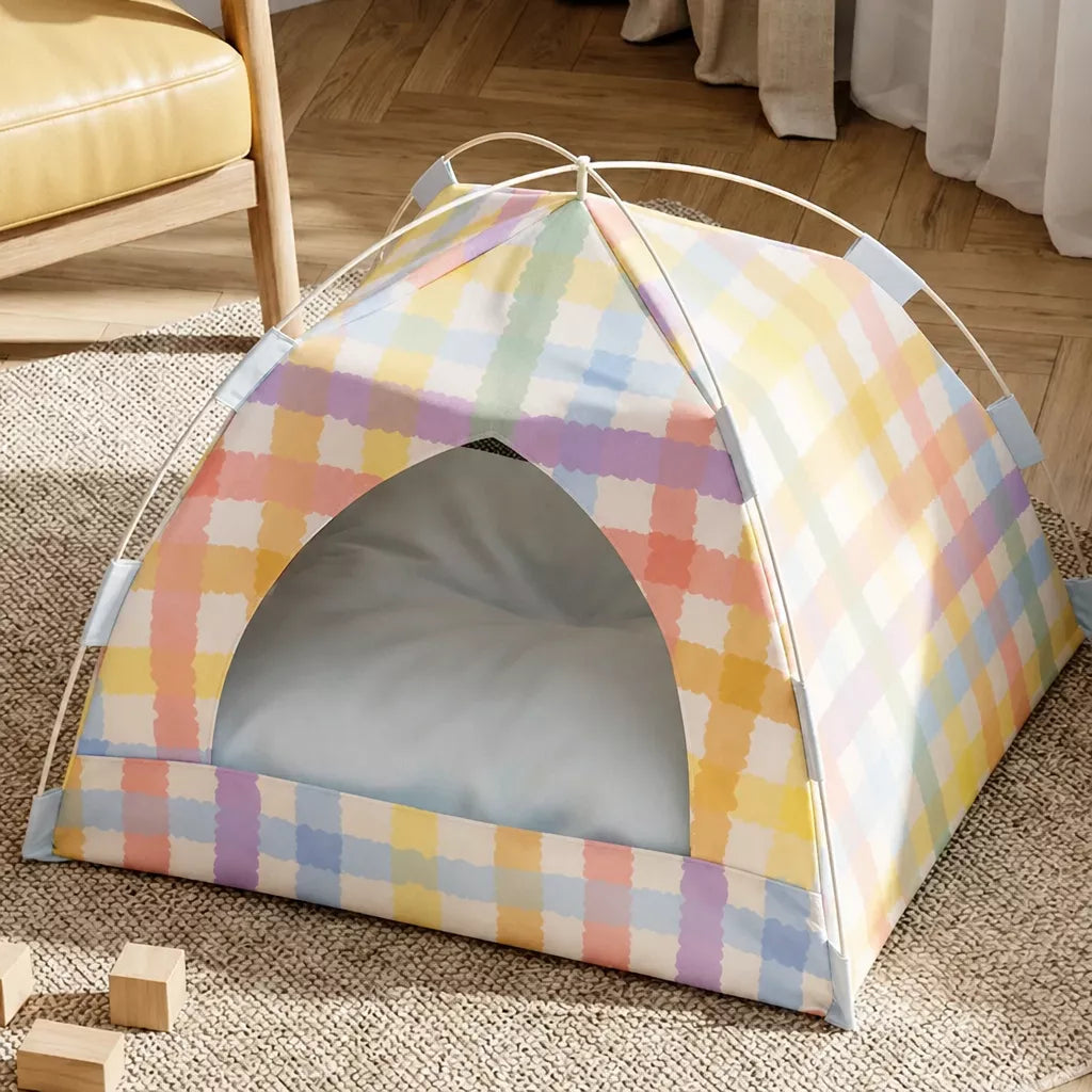 Enclosed Cat Tent Bed with Removable Mat