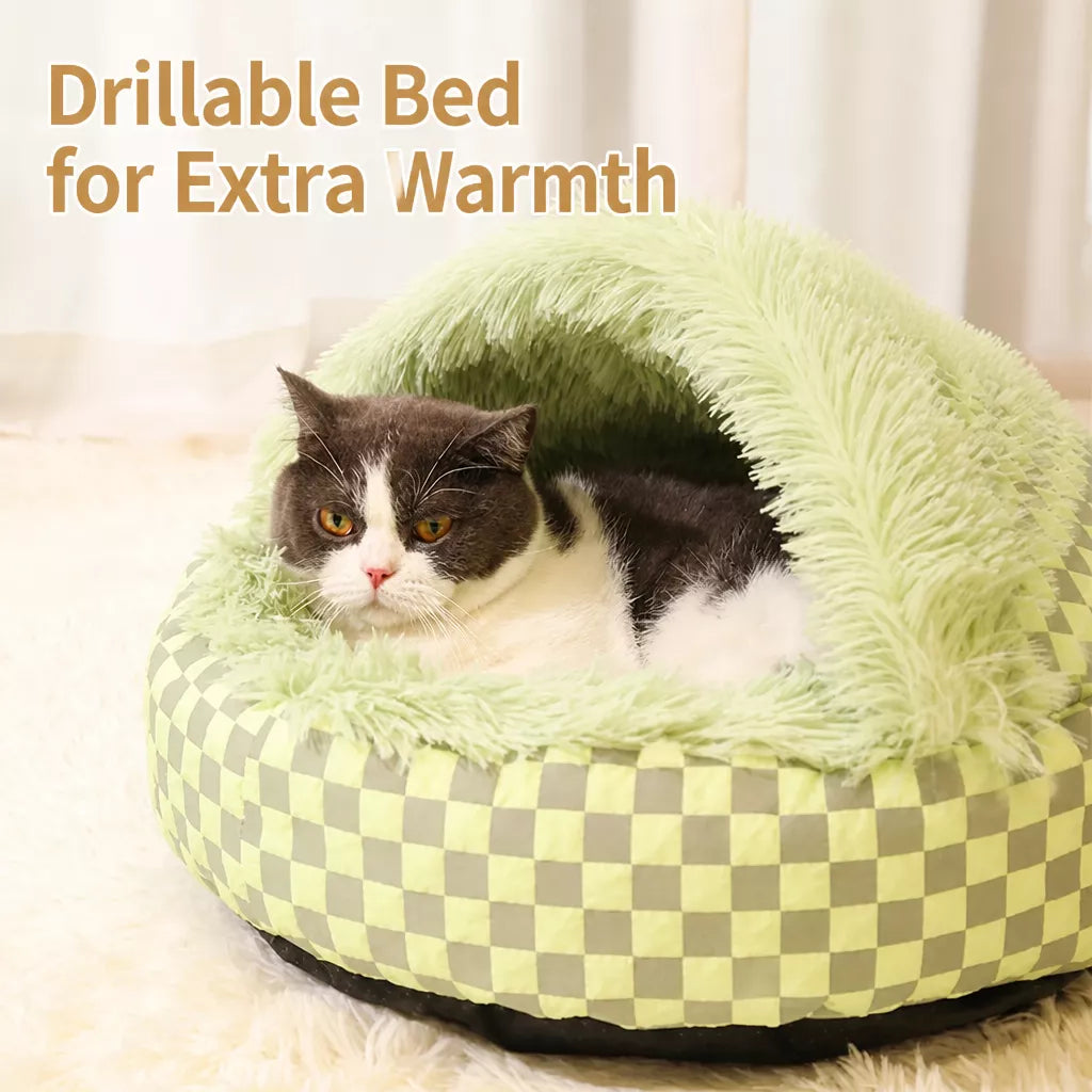 Semi-Enclosed Shell-Style Pet Bed for Cats & Dogs