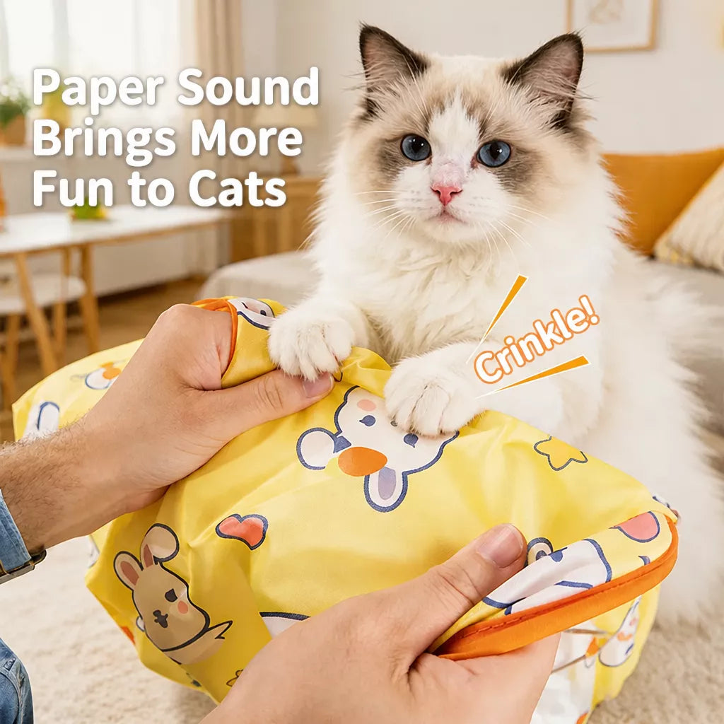 Crinkle Cat Tunnel Toy with Multiple Openings