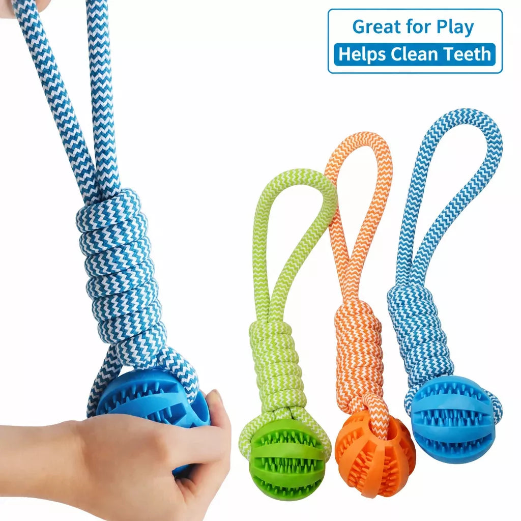 Rope Dog Tug Toy with Treat-Dispensing Ball for Medium and Large Dogs