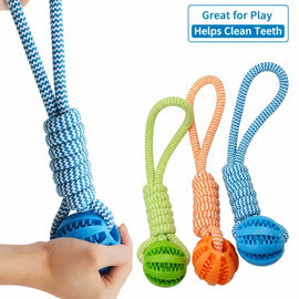 Rope Dog Tug Toy with Treat-Dispensing Ball for Medium and Large Dogs