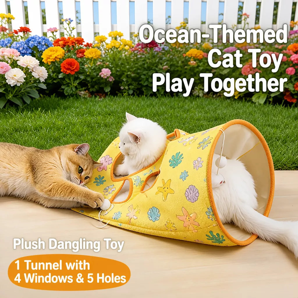 Crinkle Cat Tunnel Toy with Multiple Openings