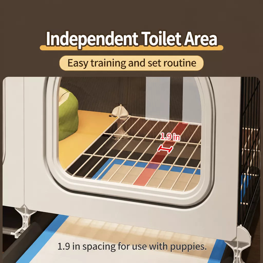 Small Dog Crate with Separate Toilet Area & Storage Pen