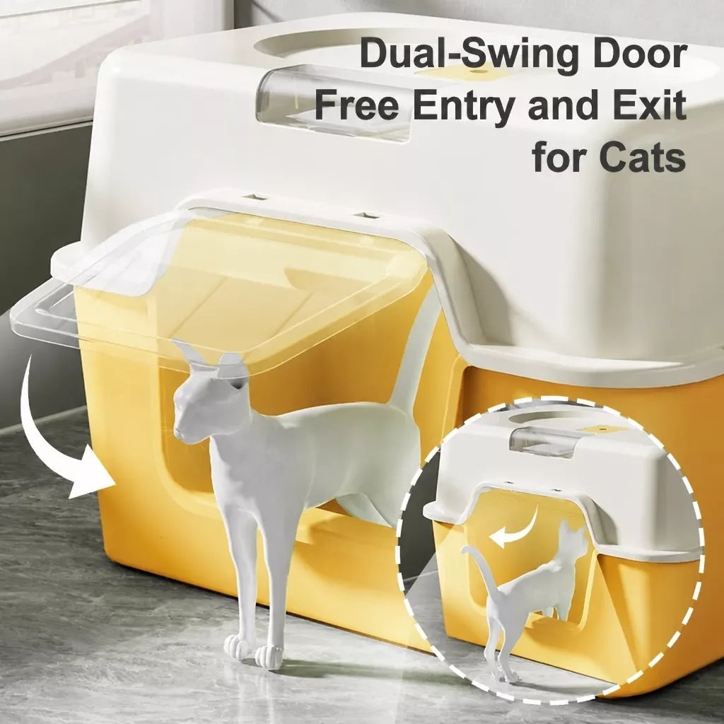 Large Enclosed Cat Litter Box for Cats Up to 22 lb