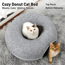 Enclosed Donut Cat Bed with Tunnel