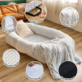 Extra-Large Washable Plush Pet Bed for Dogs and Cats