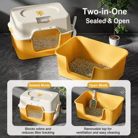 Large Enclosed Cat Litter Box for Cats Up to 22 lb