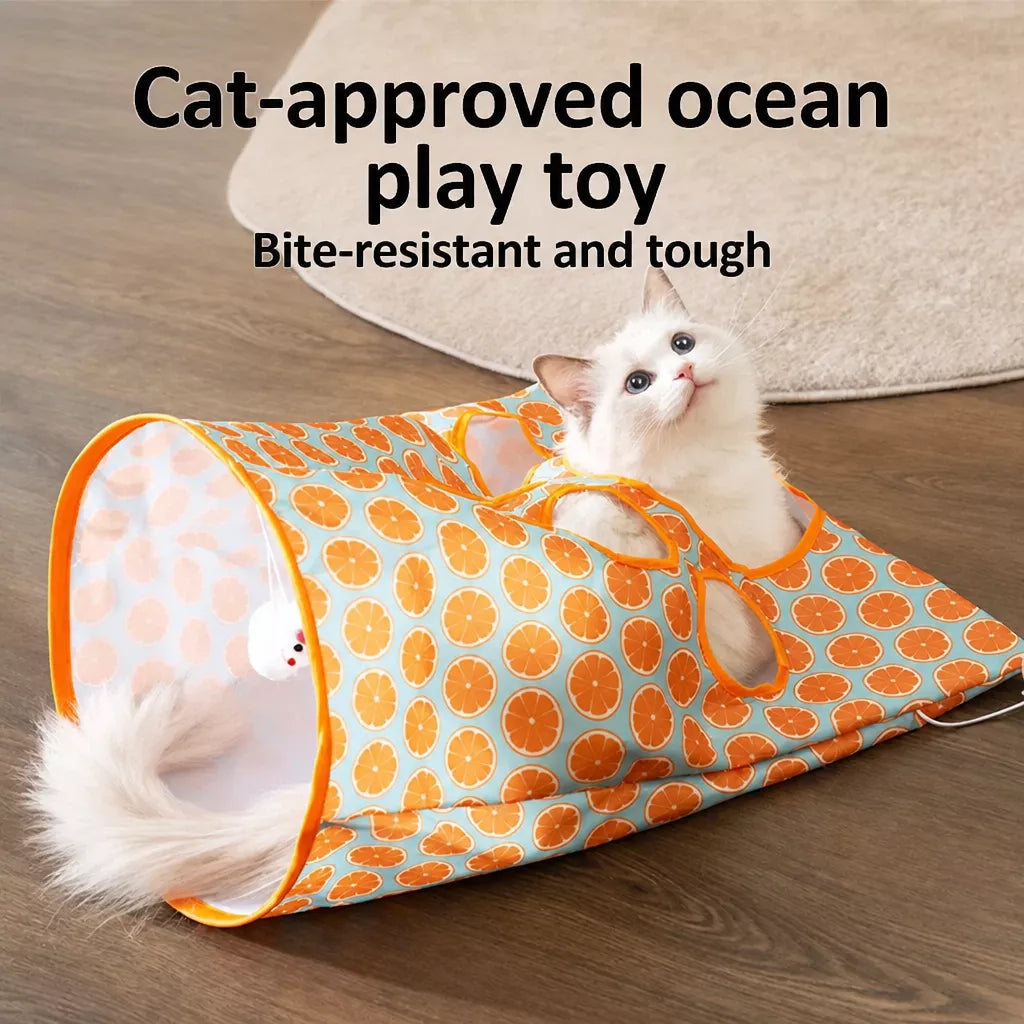 Crinkle Cat Tunnel Toy with Multiple Openings