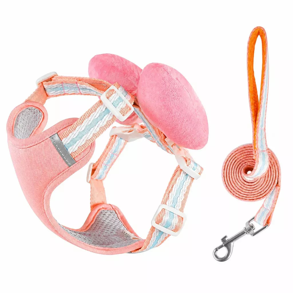 Bow Tie Vest-Style Dog Harness and Leash for Small Dogs