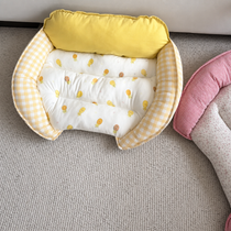 Curved Sofa Pet Bed with Padded Headrest and Bolsters