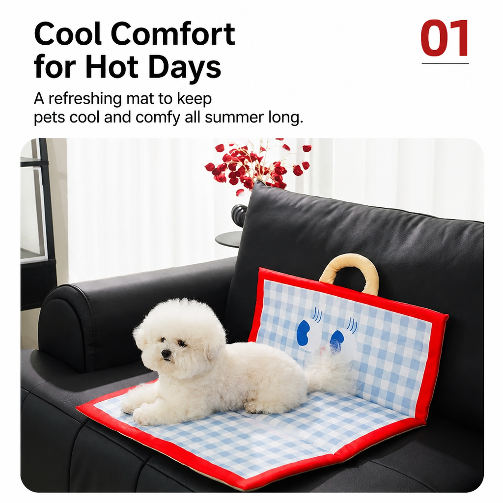 Double-sided cooling dog mat with waterproof and water-resistant surfaces