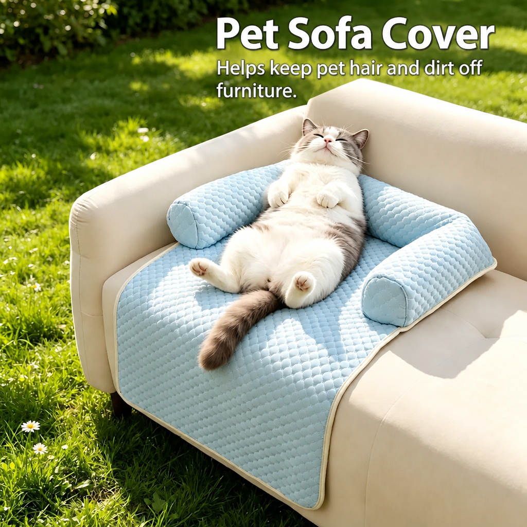 Blue cat sofa bed helping protect furniture from fur and dirt