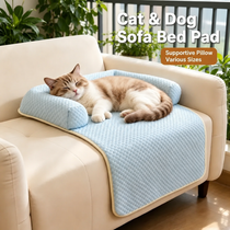 Cat resting its head on the raised bolster pillow