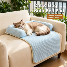 Cat resting its head on the raised bolster pillow