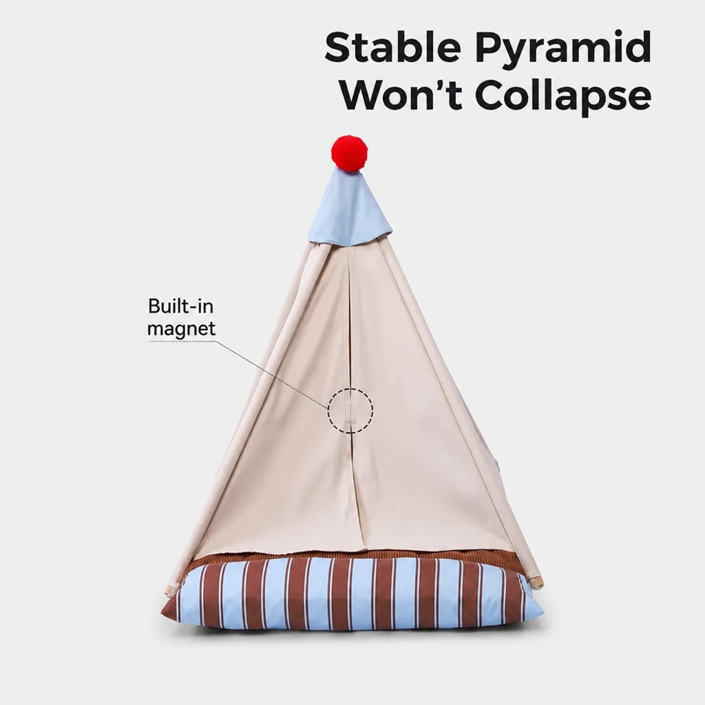 Semi-enclosed cat tent creating a private sleeping space