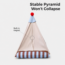 Semi-enclosed cat tent creating a private sleeping space
