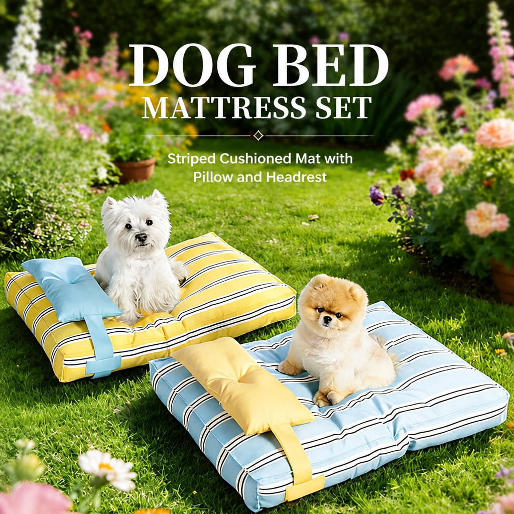 Striped Dog Bed with Removable Support Pillow – p-00268 Secondary image