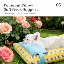 Dog resting its head on the removable support pillow